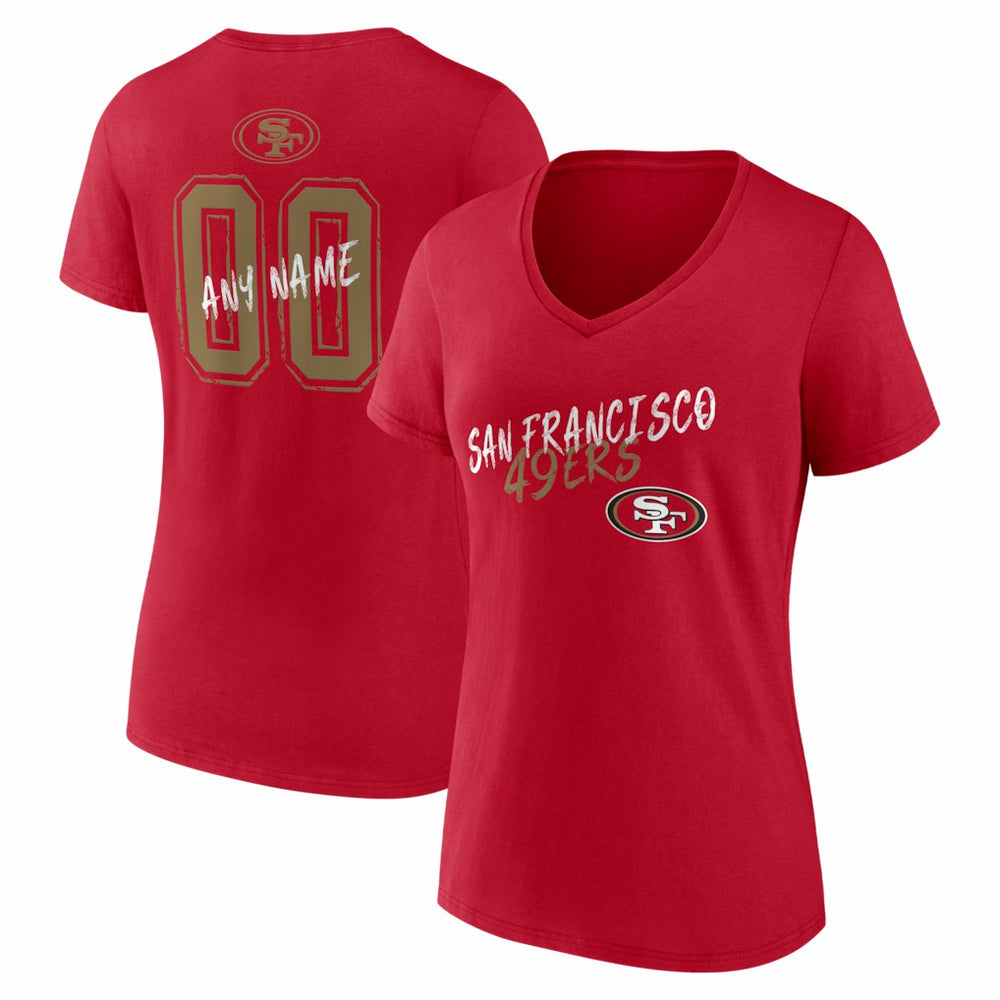 Women's Hustle Personalized Name & Number V-Neck T-Shirt - San Francisco 49ers