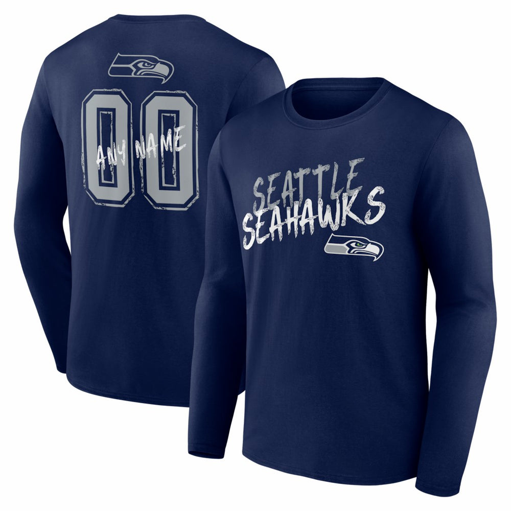 Hustle Personalized Name & Number Long Sleeve T-Shirt - Seattle Seahawks