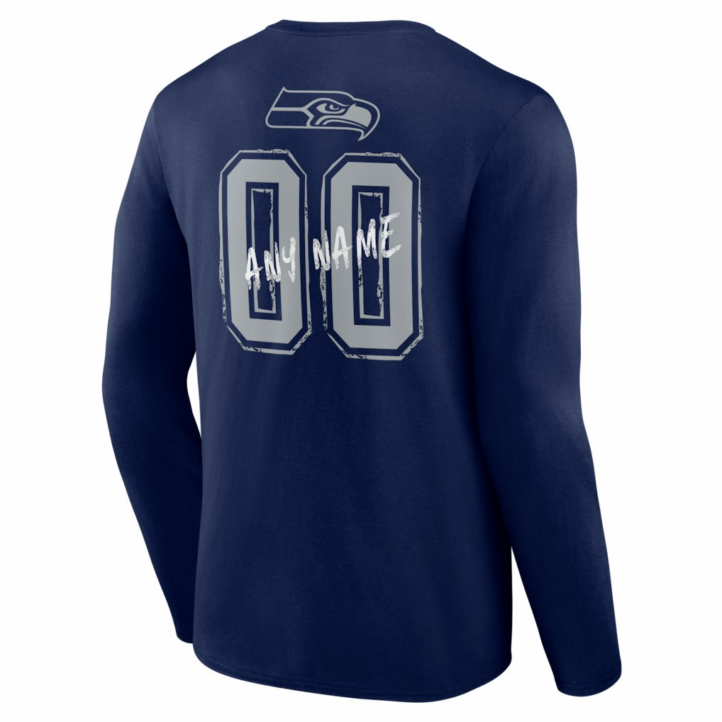 Hustle Personalized Name & Number Long Sleeve T-Shirt - Seattle Seahawks