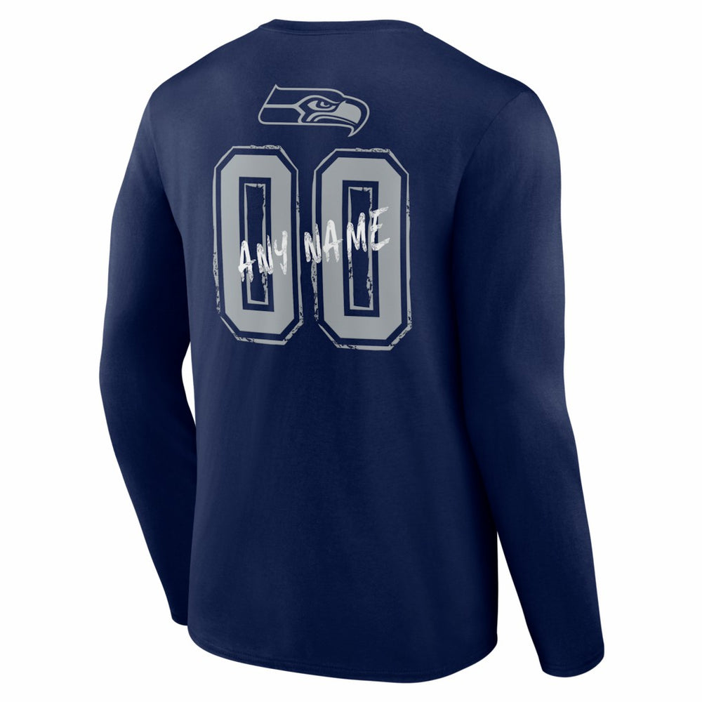 Hustle Personalized Name & Number Long Sleeve T-Shirt - Seattle Seahawks
