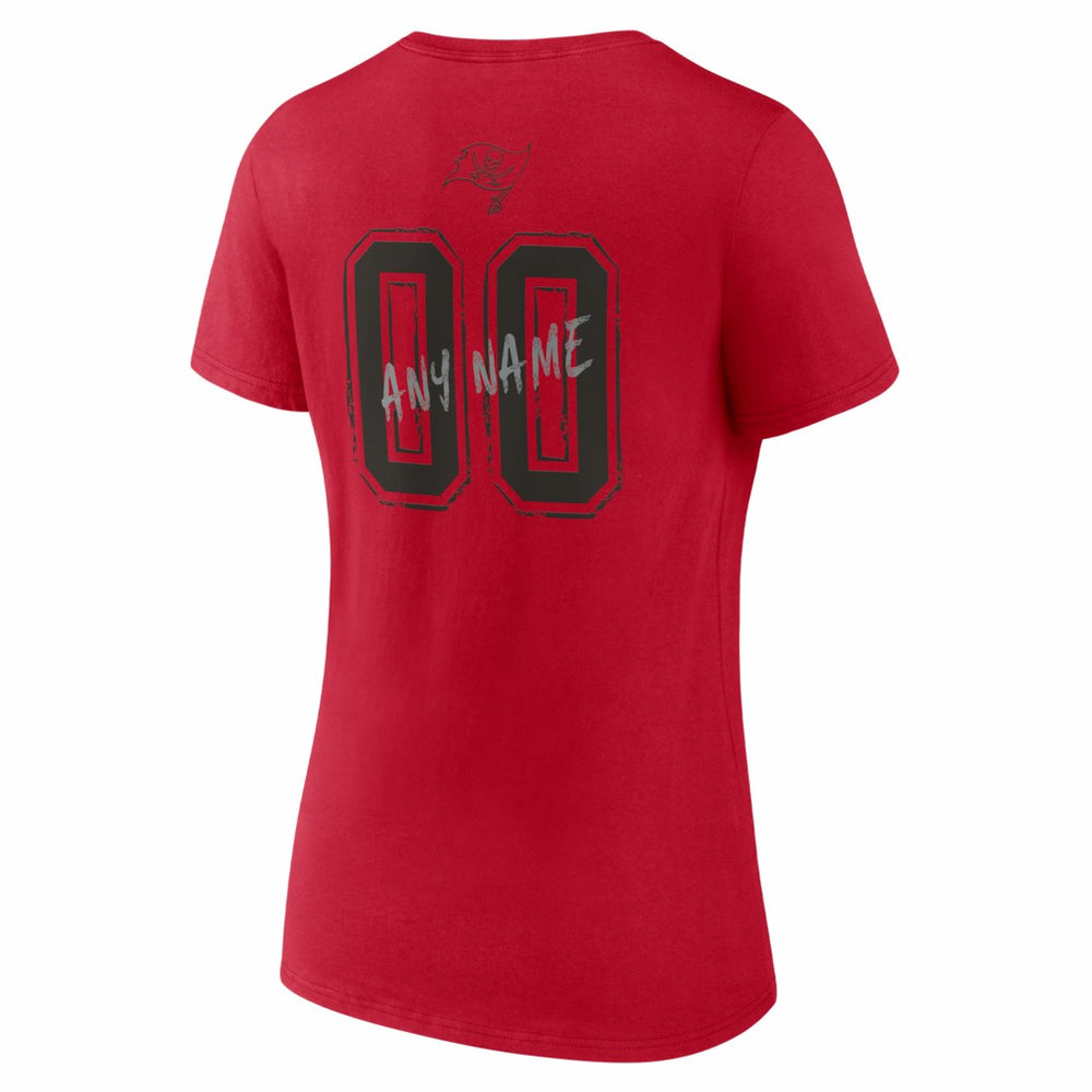 Women's Hustle Personalized Name & Number V-Neck T-Shirt - Tampa Bay Buccaneers