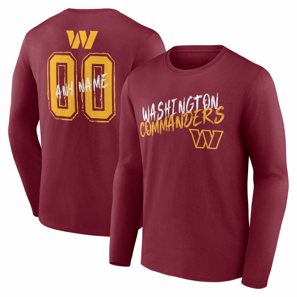 Hustle Personalized Name & Number Long Sleeve T-Shirt - Washington Commanders