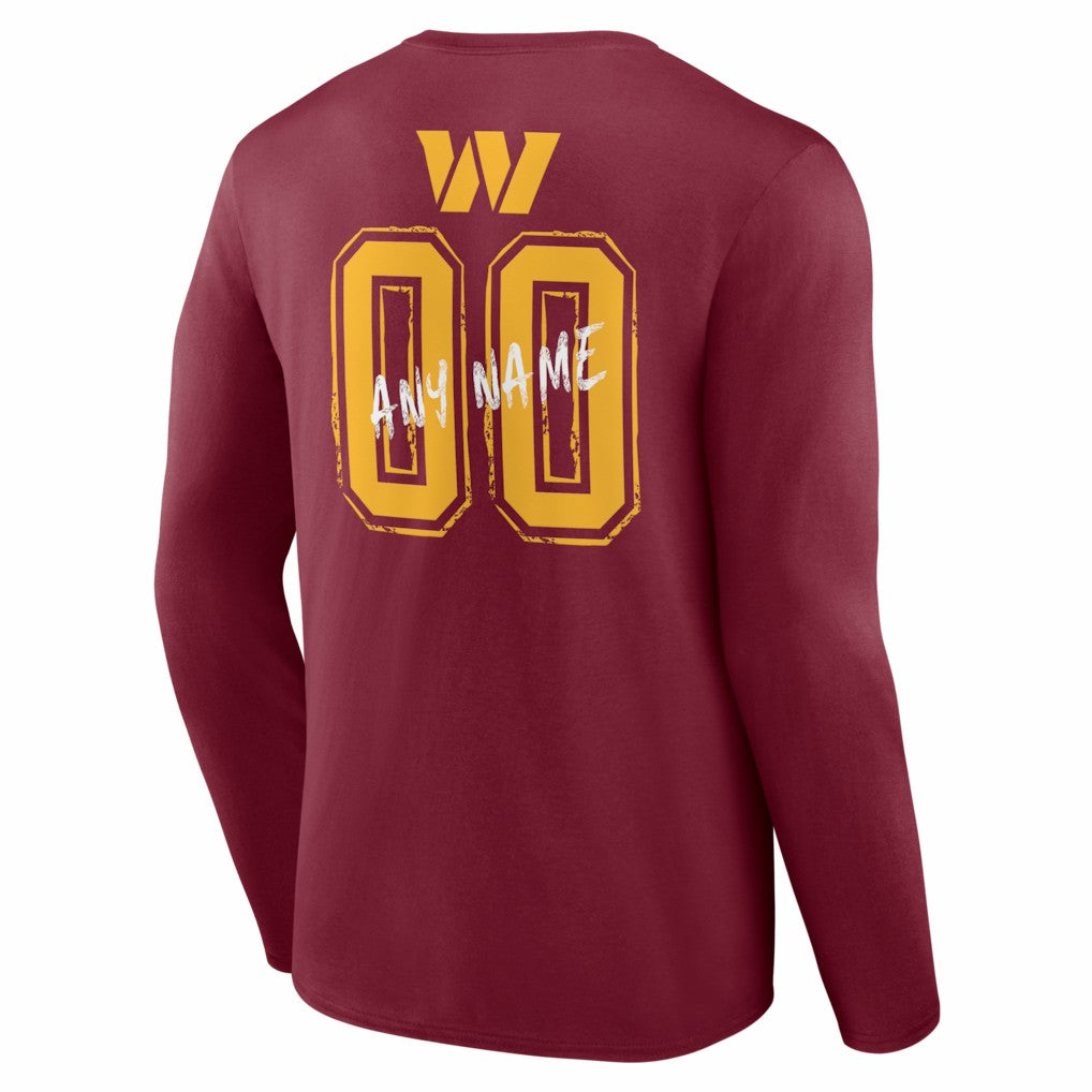Hustle Personalized Name & Number Long Sleeve T-Shirt - Washington Commanders