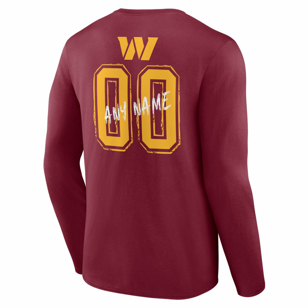Hustle Personalized Name & Number Long Sleeve T-Shirt - Washington Commanders