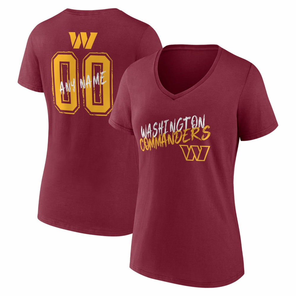 Women's Hustle Personalized Name & Number V-Neck T-Shirt - Washington Commanders