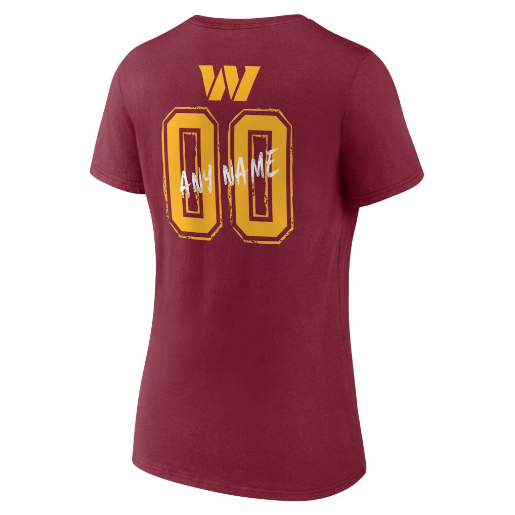 Women's Hustle Personalized Name & Number V-Neck T-Shirt - Washington Commanders
