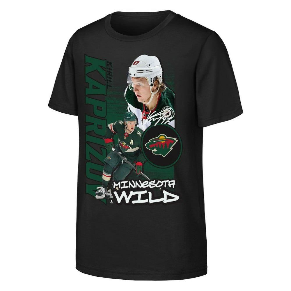NHL Black Kirill Kaprizov Minnesota Wild Outerstuff Youth Playmaker T-Shirt