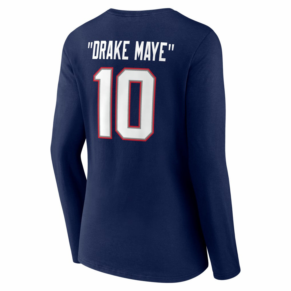 Drake Maye  Women's Nickname V-Neck Long Sleeve T-Shirt - New England Patriots