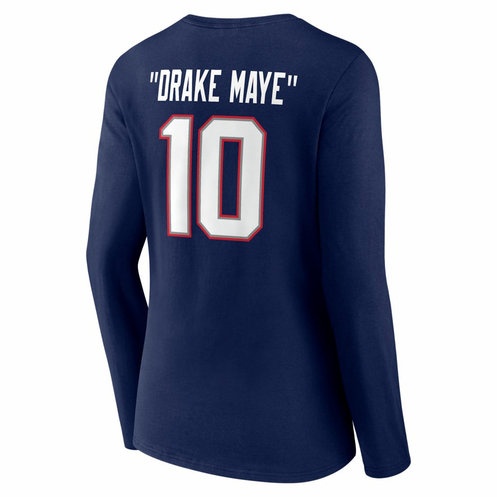 Drake Maye  Women's Nickname V-Neck Long Sleeve T-Shirt - New England Patriots