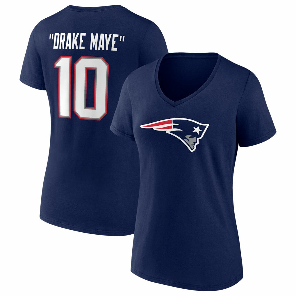 Drake Maye  Women's Nickname V-Neck T-Shirt - New England Patriots