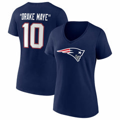 Drake Maye  Women's Nickname V-Neck T-Shirt - New England Patriots