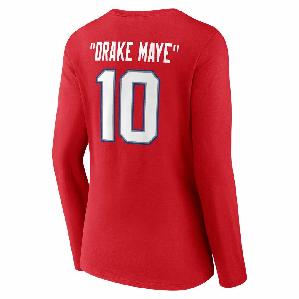 Drake Maye  Women's Nickname V-Neck Long Sleeve T-Shirt - New England Patriots