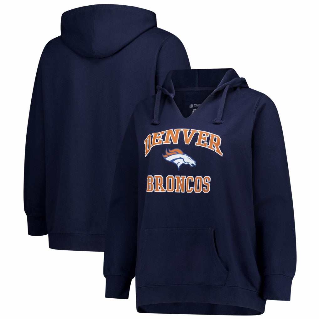 Women's Plus Size Heart & Soul Notch Neck Hoodie - Denver Broncos