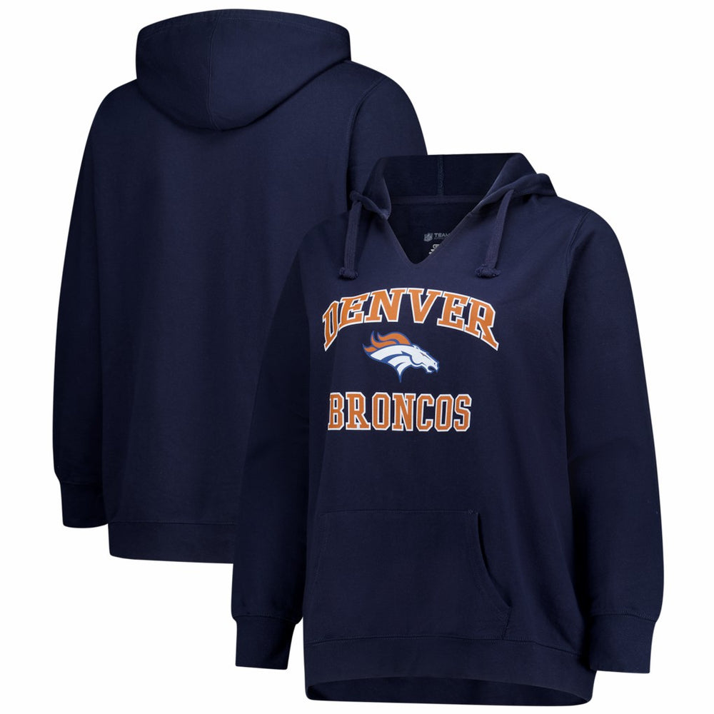 Women's Plus Size Heart & Soul Notch Neck Hoodie - Denver Broncos
