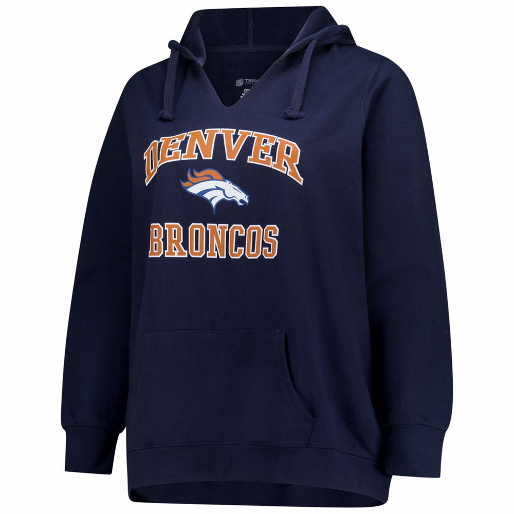 Women's Plus Size Heart & Soul Notch Neck Hoodie - Denver Broncos