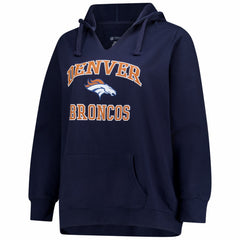 Women's Plus Size Heart & Soul Notch Neck Hoodie - Denver Broncos