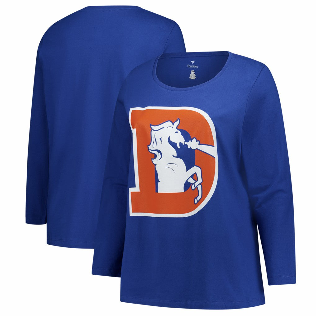 Women's Plus Size Primary Logo Long Sleeve Scoop Neck T-Shirt - Denver Broncos