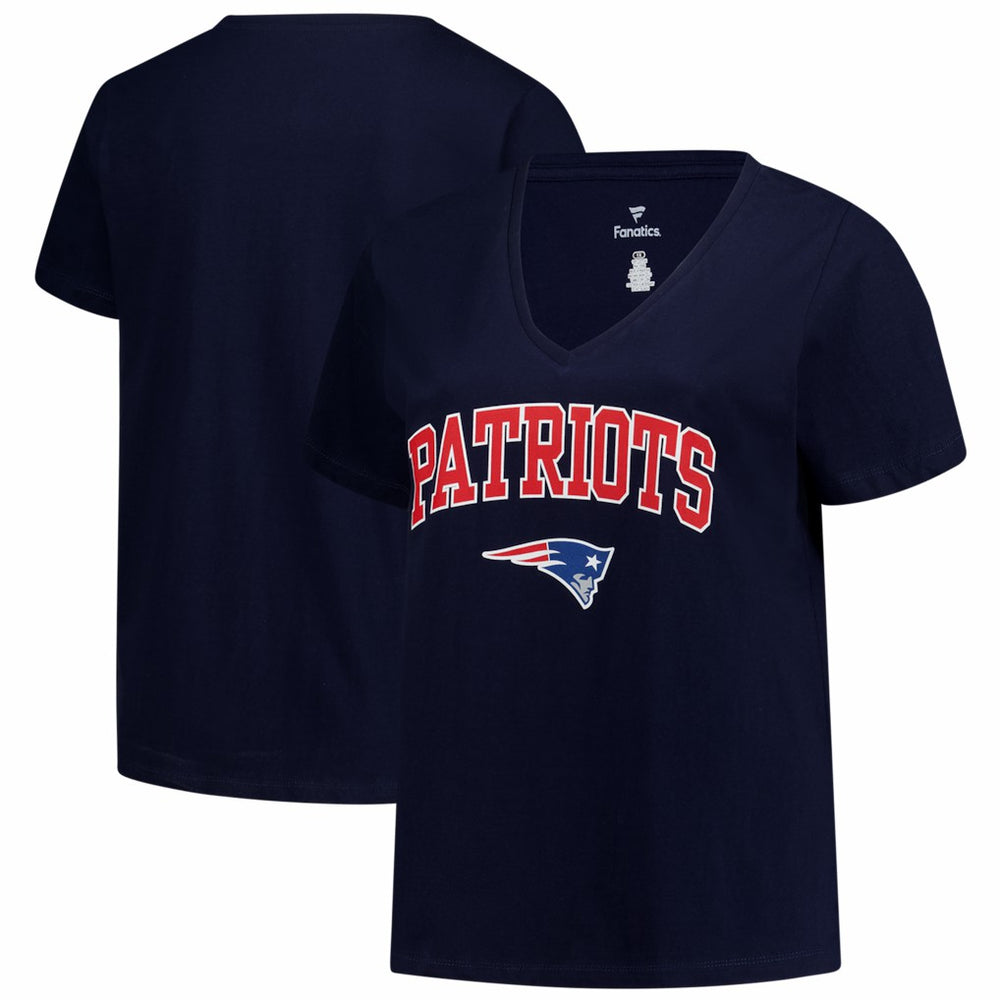 Women's Plus Size Arch Over Logo V-Neck T-Shirt - New England Patriots