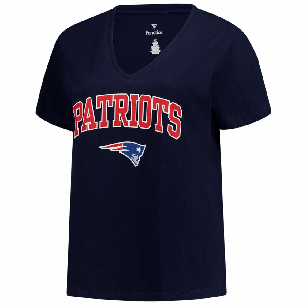 Women's Plus Size Arch Over Logo V-Neck T-Shirt - New England Patriots