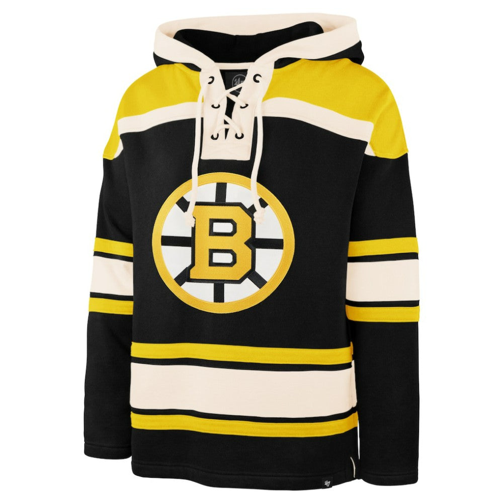 NHL Black Jeremy Swayman Boston Bruins '47 Player Name & Number Lacer Hoodie