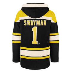 NHL Black Jeremy Swayman Boston Bruins '47 Player Name & Number Lacer Hoodie