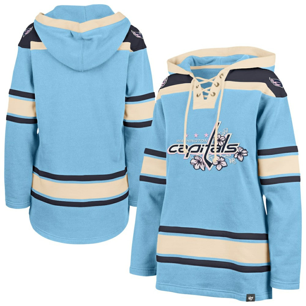 NHL Light Blue Washington Capitals '47 Women's Superior Lacer Pullover Hoodie
