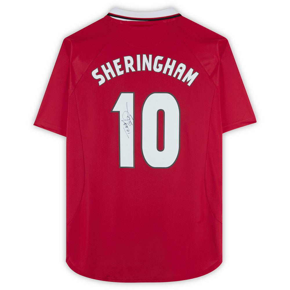 Teddy Sheringham Manchester United Autographed 1999 Red UEFA Champions League Home Jersey - Adidas Icons