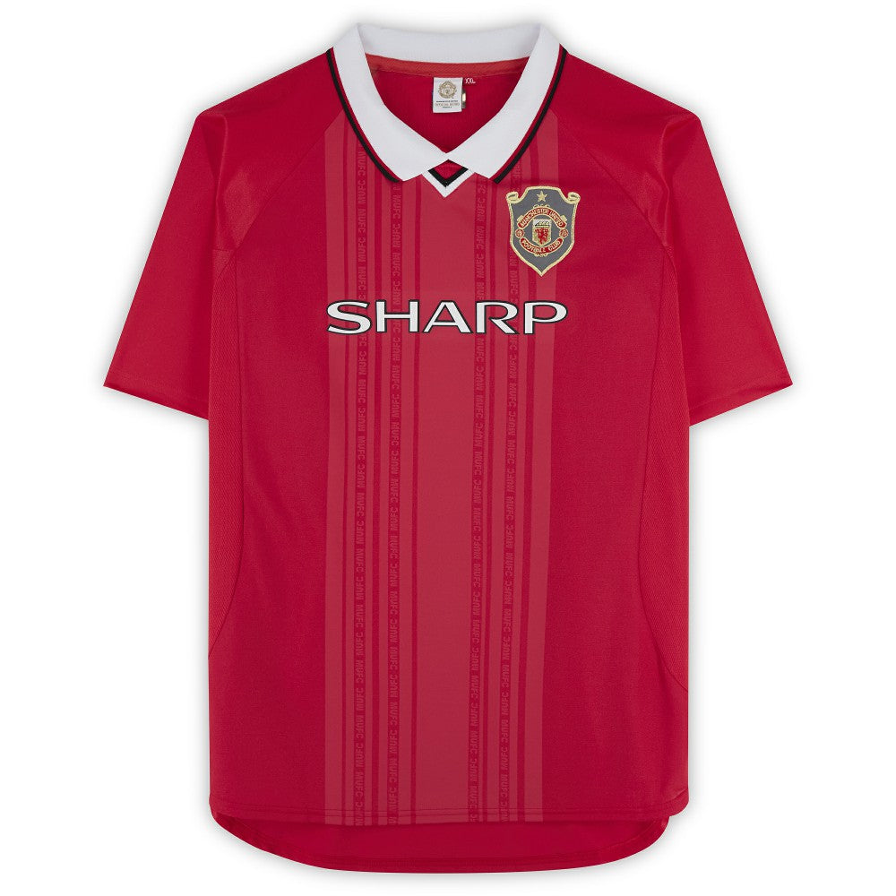 Teddy Sheringham Manchester United Autographed 1999 Red UEFA Champions League Home Jersey - Adidas Icons