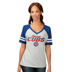 MLB Chicago Cubs G-III 4Her by Carl Banks Women's Goal Line Raglan V-Neck T-Shirt