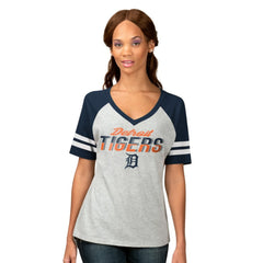 MLB Detroit Tigers G-III 4Her by Carl Banks Women's Goal Line Raglan V-Neck T-Shirt