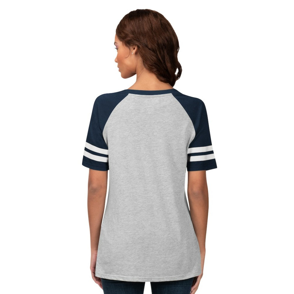 MLB Seattle Mariners G-III 4Her by Carl Banks Women's Goal Line Raglan V-Neck T-Shirt
