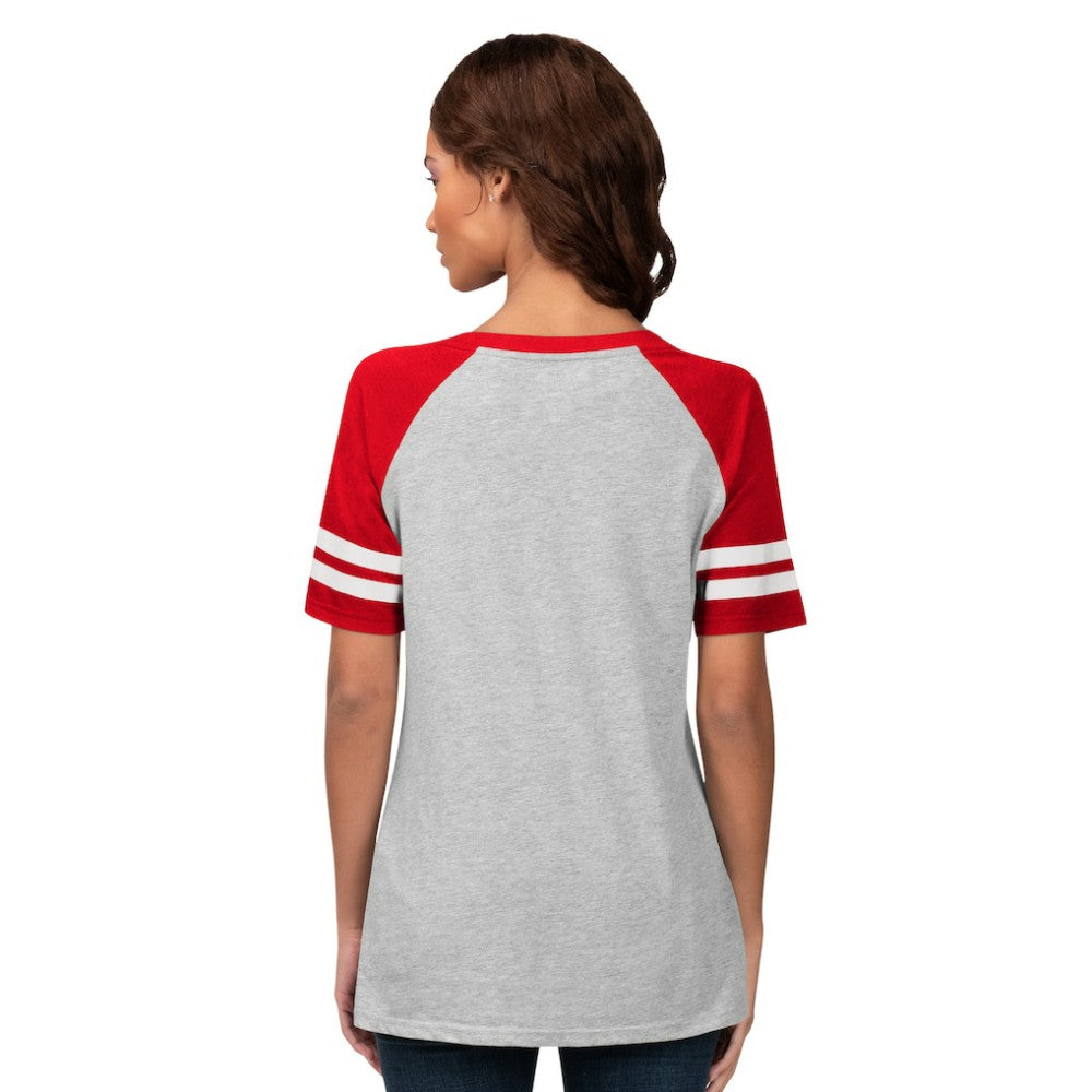 MLB Philadelphia Phillies G-III 4Her by Carl Banks Women's Goal Line Raglan V-Neck T-Shirt