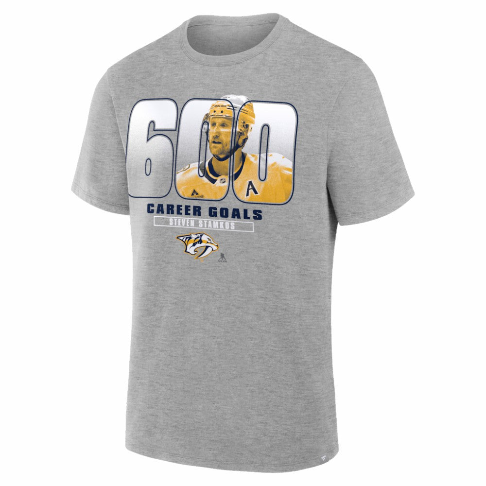 NHL Gray Steven Stamkos Nashville Predators 600th Career Goal T-Shirt