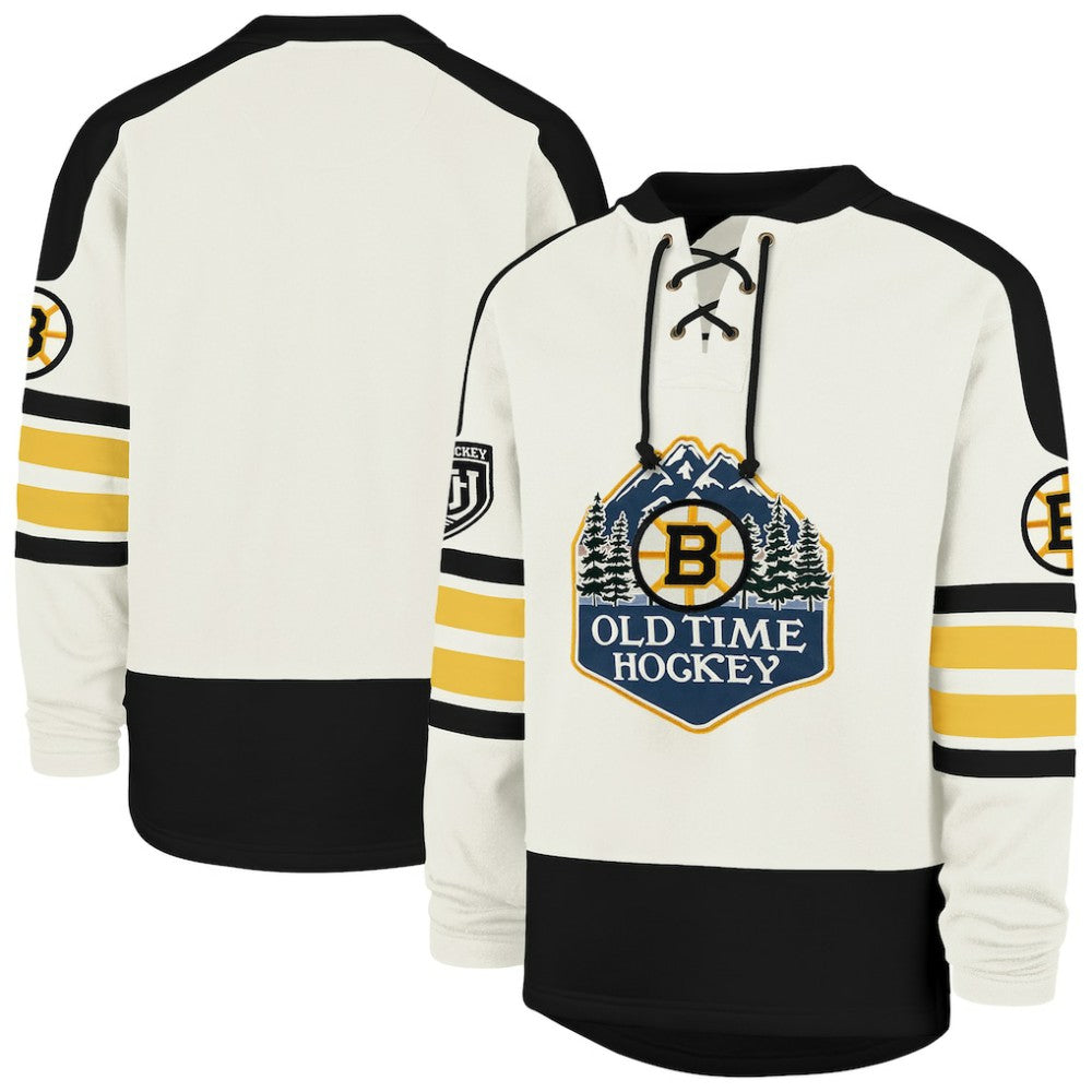 NHL Cream Boston Bruins '47 Pond Hockey Trio Eternal Lacer Sweatshirt
