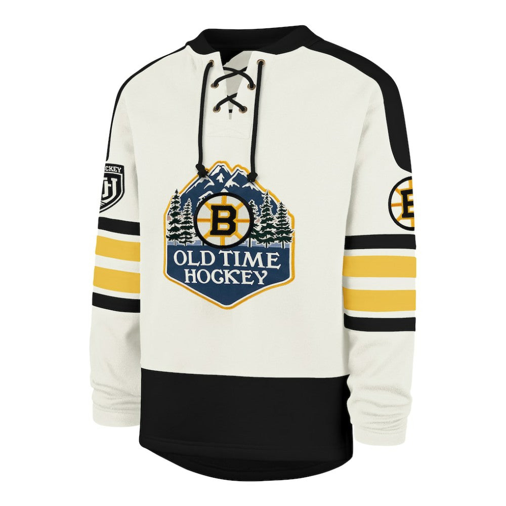 NHL Cream Boston Bruins '47 Pond Hockey Trio Eternal Lacer Sweatshirt
