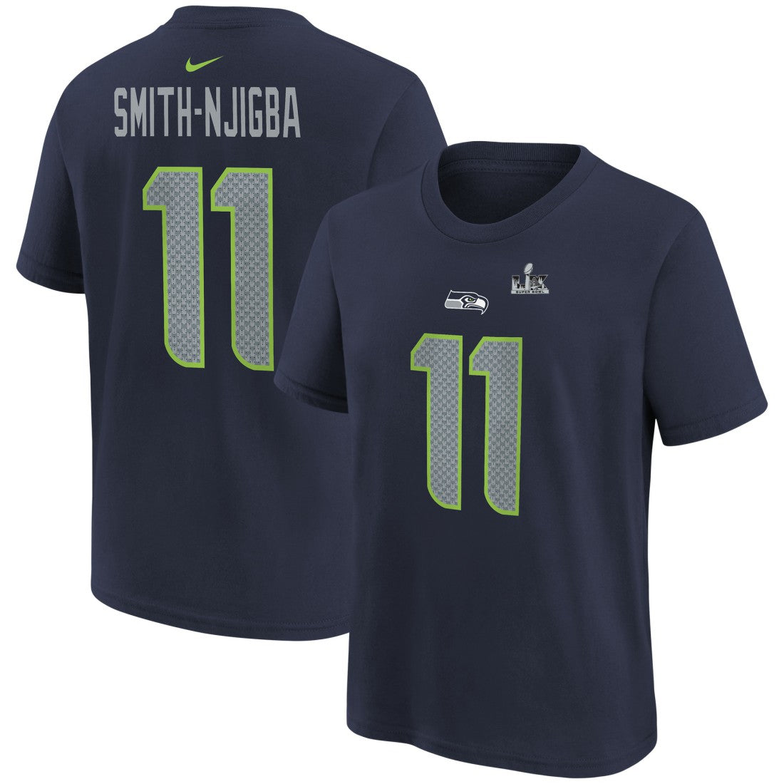 Jaxon Smith-Njigba  Youth Super Bowl LX Patch Name & Number T-Shirt - Seattle Seahawks
