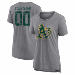 MLB Athletics Women's Heritage Personalized Any Name & Number Tri-Blend T-Shirt