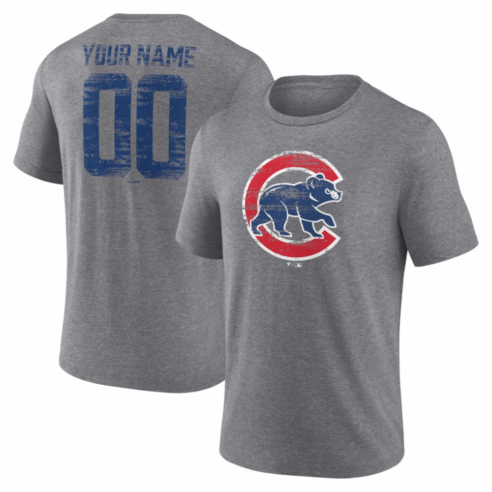MLB Chicago Cubs Heritage Personalized Any Name & Number Tri-Blend T-Shirt