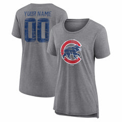 MLB Chicago Cubs Women's Heritage Personalized Any Name & Number Tri-Blend T-Shirt