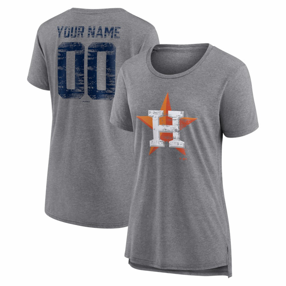 MLB Houston Astros Women's Heritage Personalized Any Name & Number Tri-Blend T-Shirt
