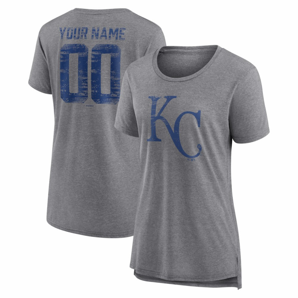 MLB Kansas City Royals Women's Heritage Personalized Any Name & Number Tri-Blend T-Shirt