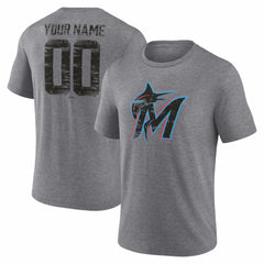 MLB Miami Marlins Heritage Personalized Any Name & Number Tri-Blend T-Shirt