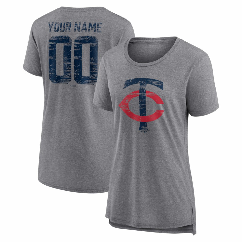 MLB Minnesota Twins Women's Heritage Personalized Any Name & Number Tri-Blend T-Shirt