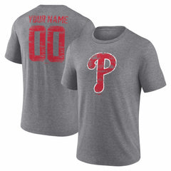 MLB Philadelphia Phillies Heritage Personalized Any Name & Number Tri-Blend T-Shirt