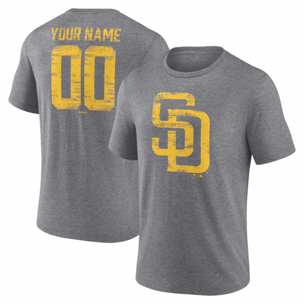 MLB San Diego Padres Heritage Personalized Any Name & Number Tri-Blend T-Shirt