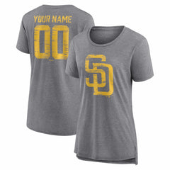 MLB San Diego Padres Women's Heritage Personalized Any Name & Number Tri-Blend T-Shirt