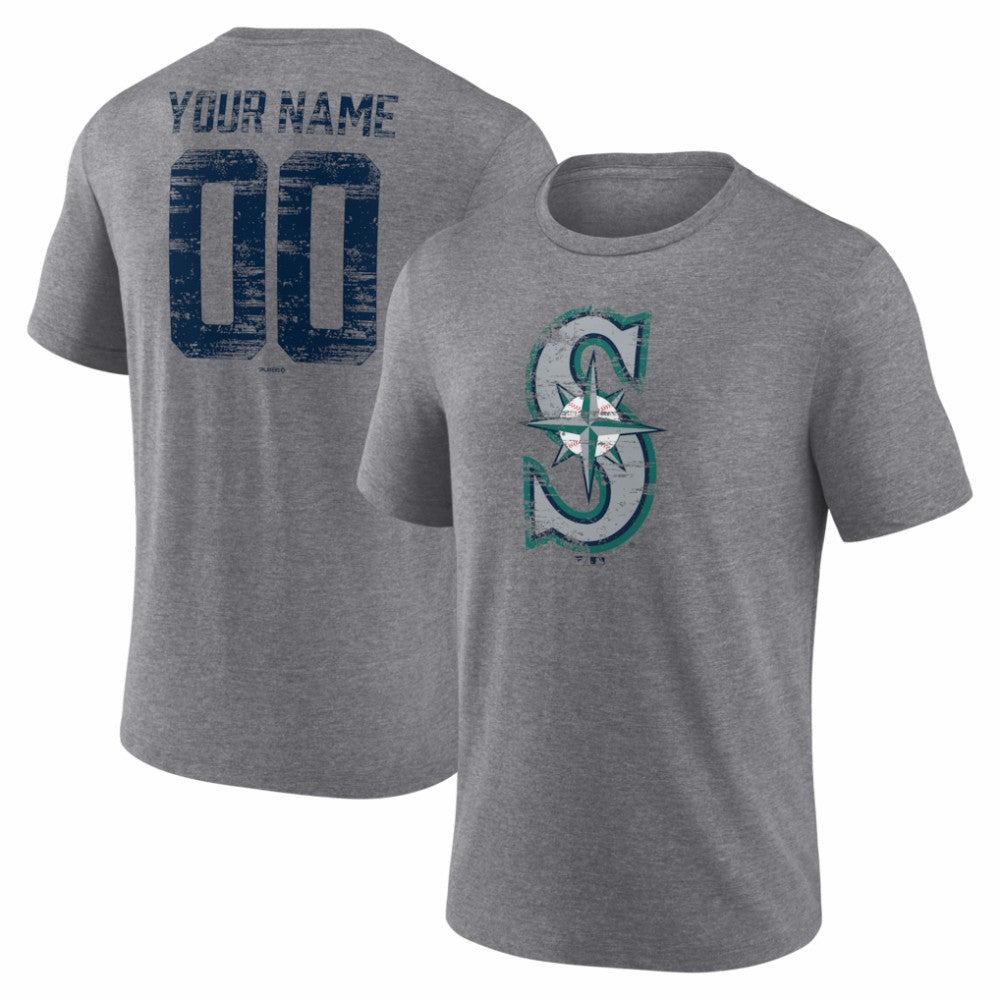 MLB Seattle Mariners Heritage Personalized Any Name & Number Tri-Blend T-Shirt