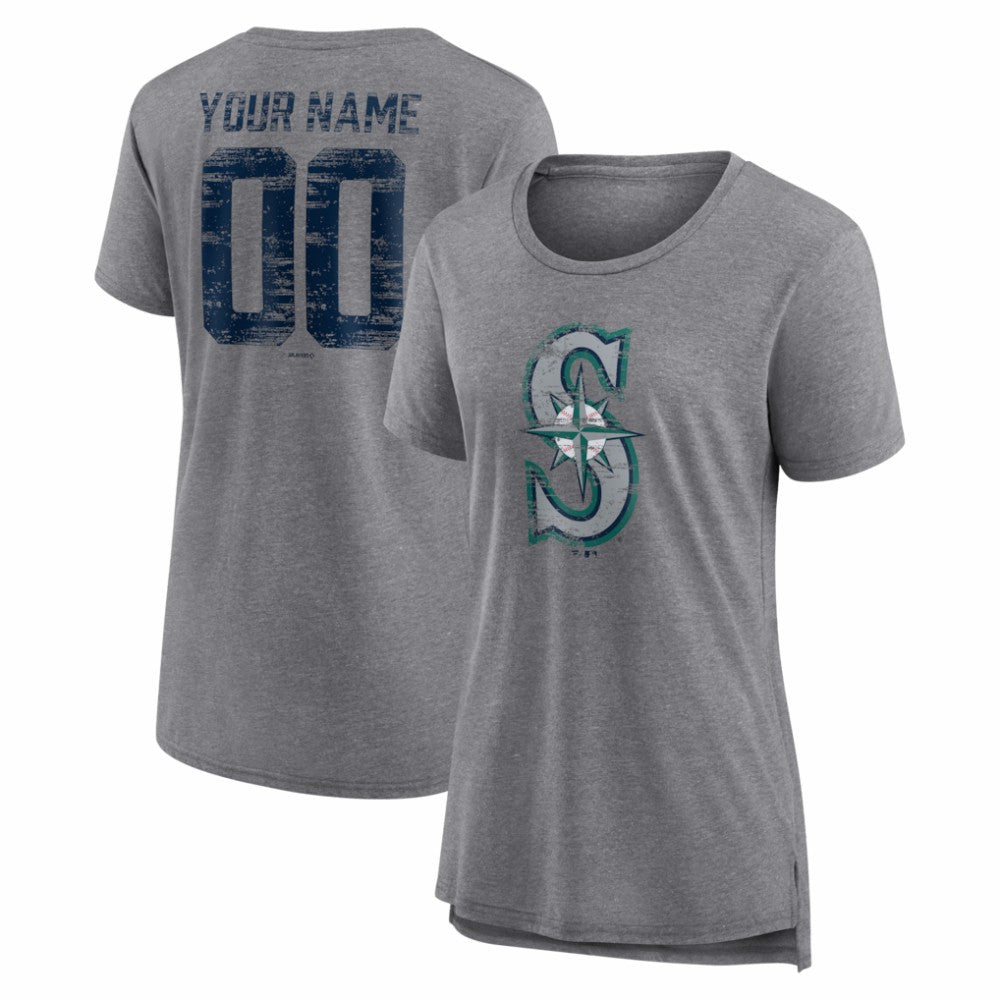 MLB Seattle Mariners Women's Heritage Personalized Any Name & Number Tri-Blend T-Shirt