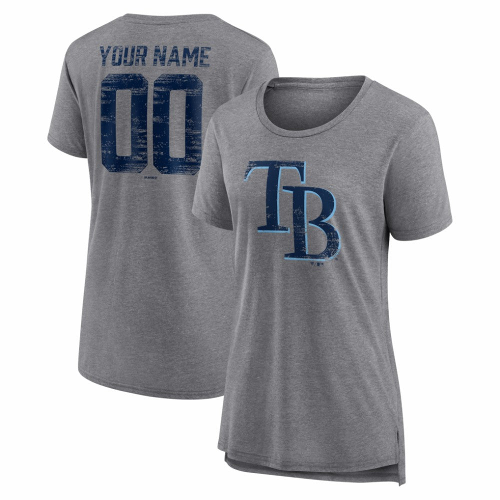 MLB Tampa Bay Rays Women's Heritage Personalized Any Name & Number Tri-Blend T-Shirt
