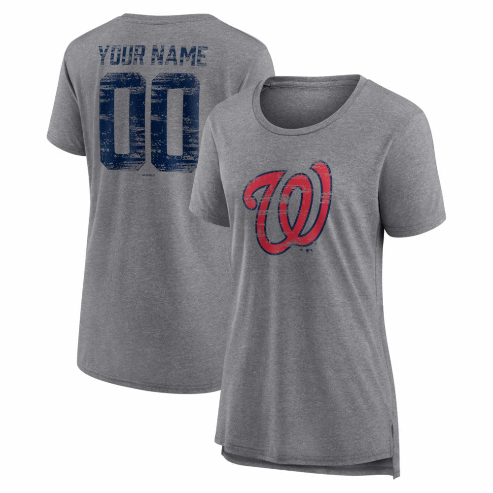 MLB Washington Nationals Women's Heritage Personalized Any Name & Number Tri-Blend T-Shirt